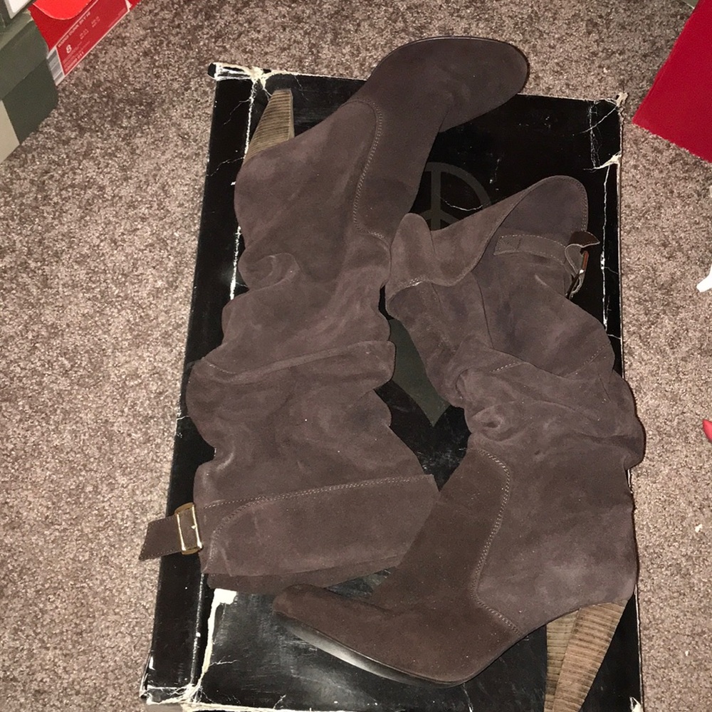 Brown Steve Madden slouch knee boots